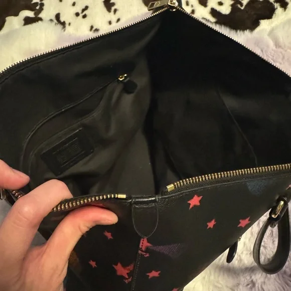 Coach Disco Star Print Crossgrain Leather Gallery Tote Bag - Picture 5 of 12